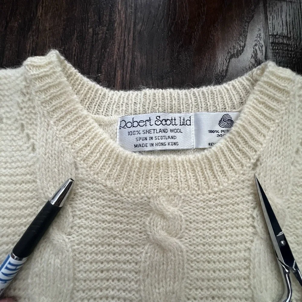 VTG Robert Scott Sweater Vest 34 S M‎ Lagenlook Shetland Wool Scotland Fisherman